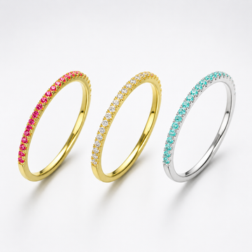 Red Corundum Half Eternity Band Ring