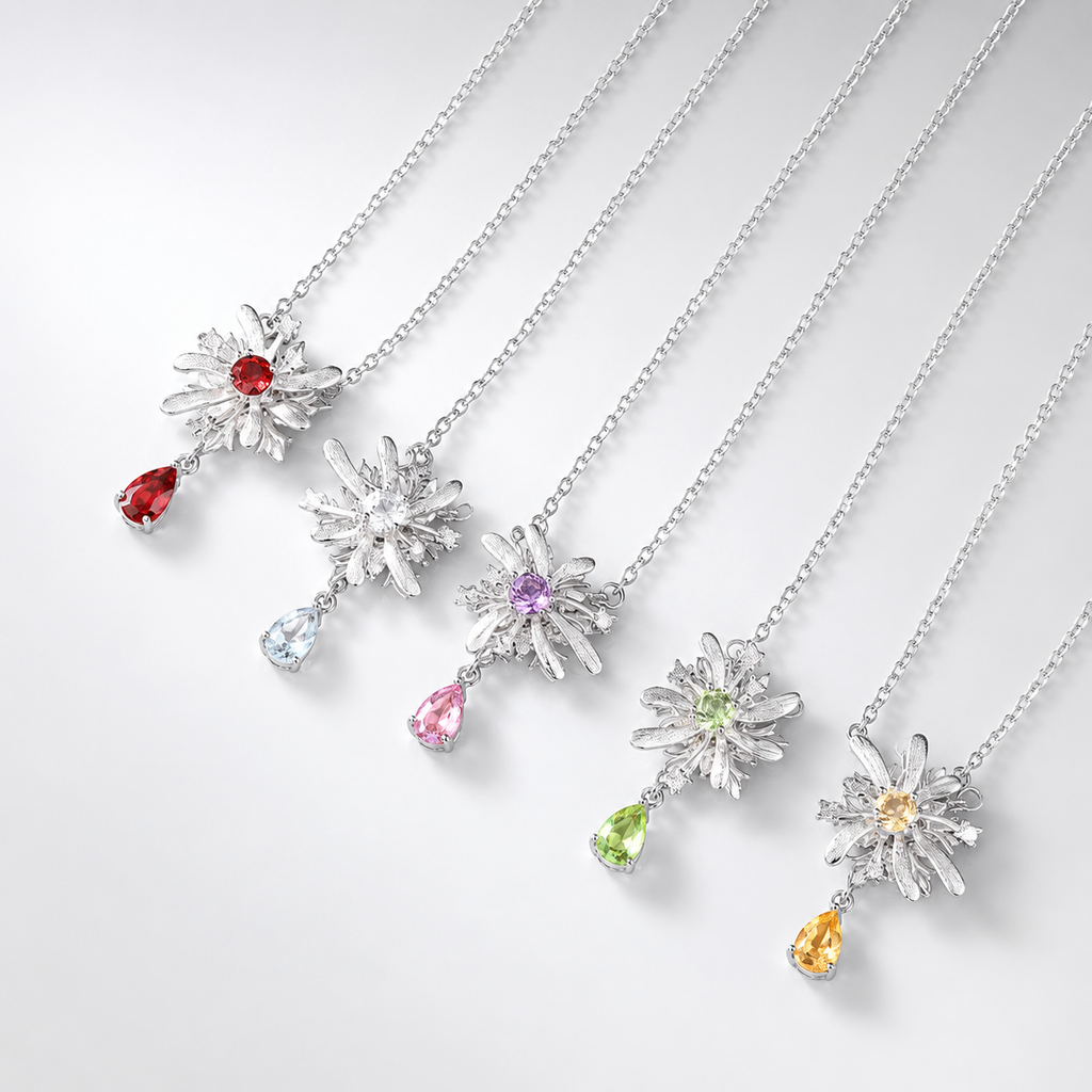 Rotation Fireworks Gemstone Fidget Necklace