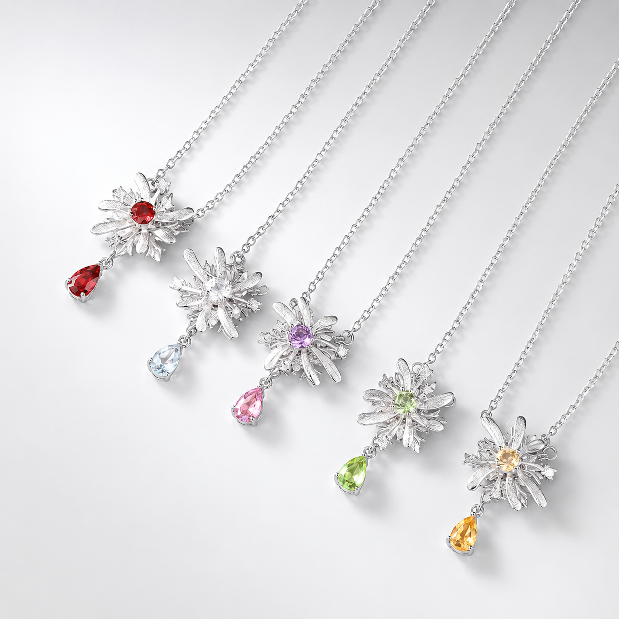 Rotation Fireworks Gemstone Fidget Necklace