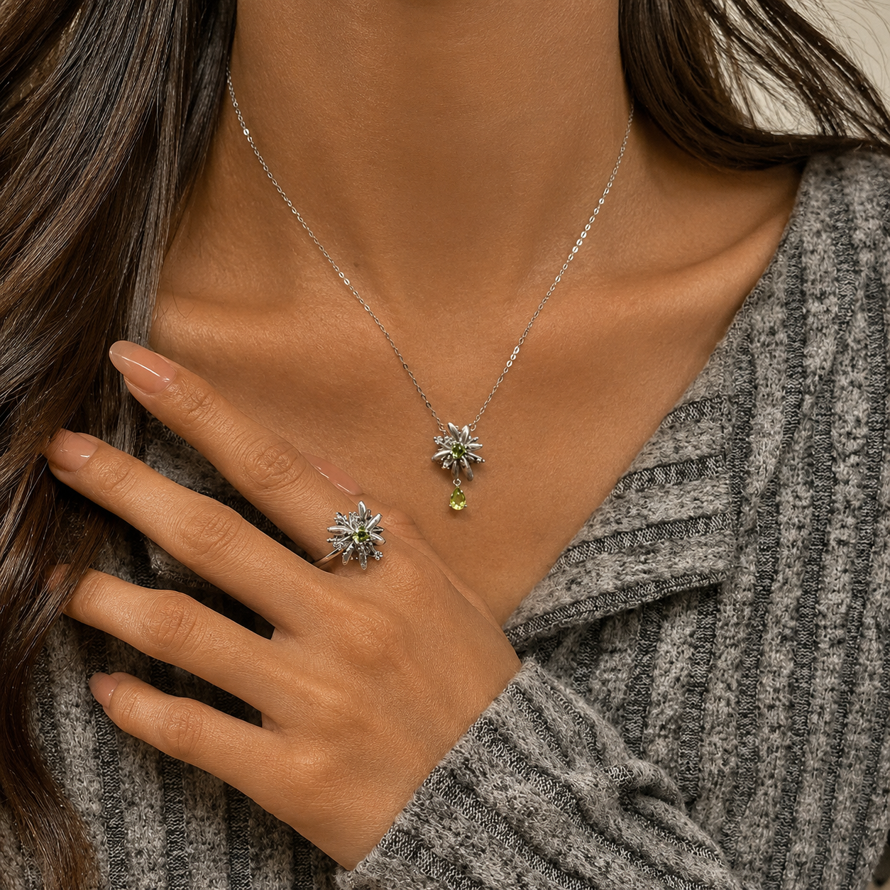 Rotation Fireworks Gemstone Fidget Necklace