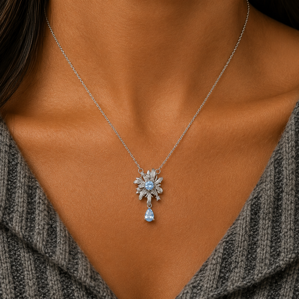 Rotation Fireworks Gemstone Fidget Necklace
