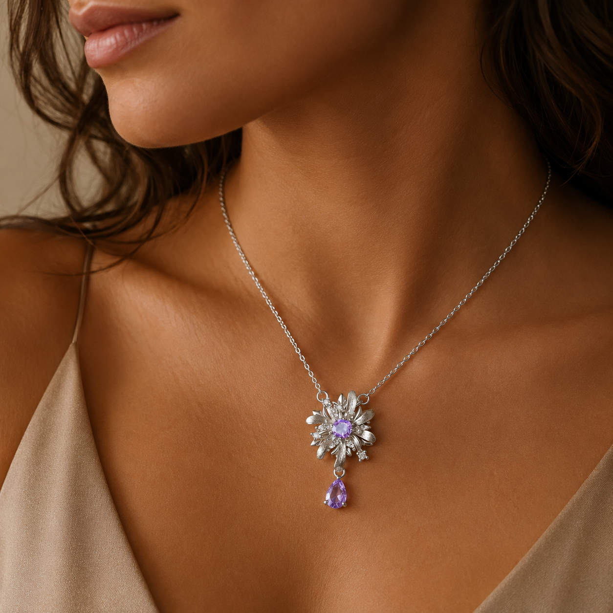 Rotation Fireworks Gemstone Fidget Necklace