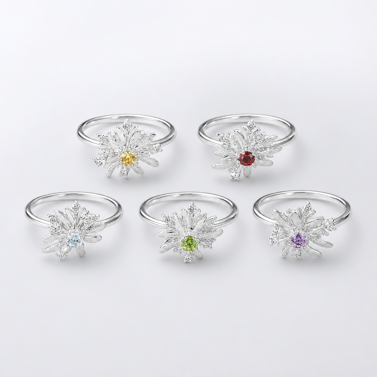 Rotation Fireworks Amethyst Fidget Ring