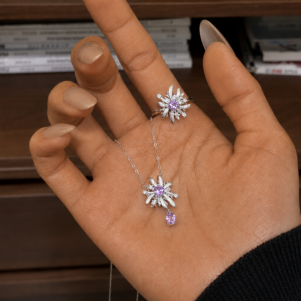 Rotation Fireworks Gemstone Fidget Necklace