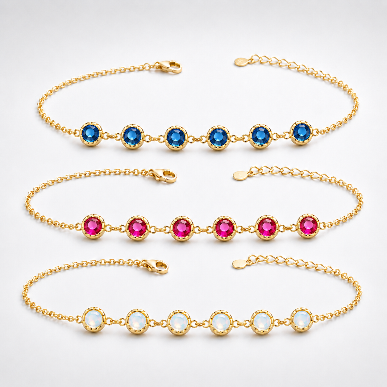Opal Ruby & Sapphire Chain Bracelet