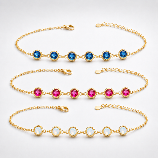 Opal Ruby & Sapphire Chain Bracelet
