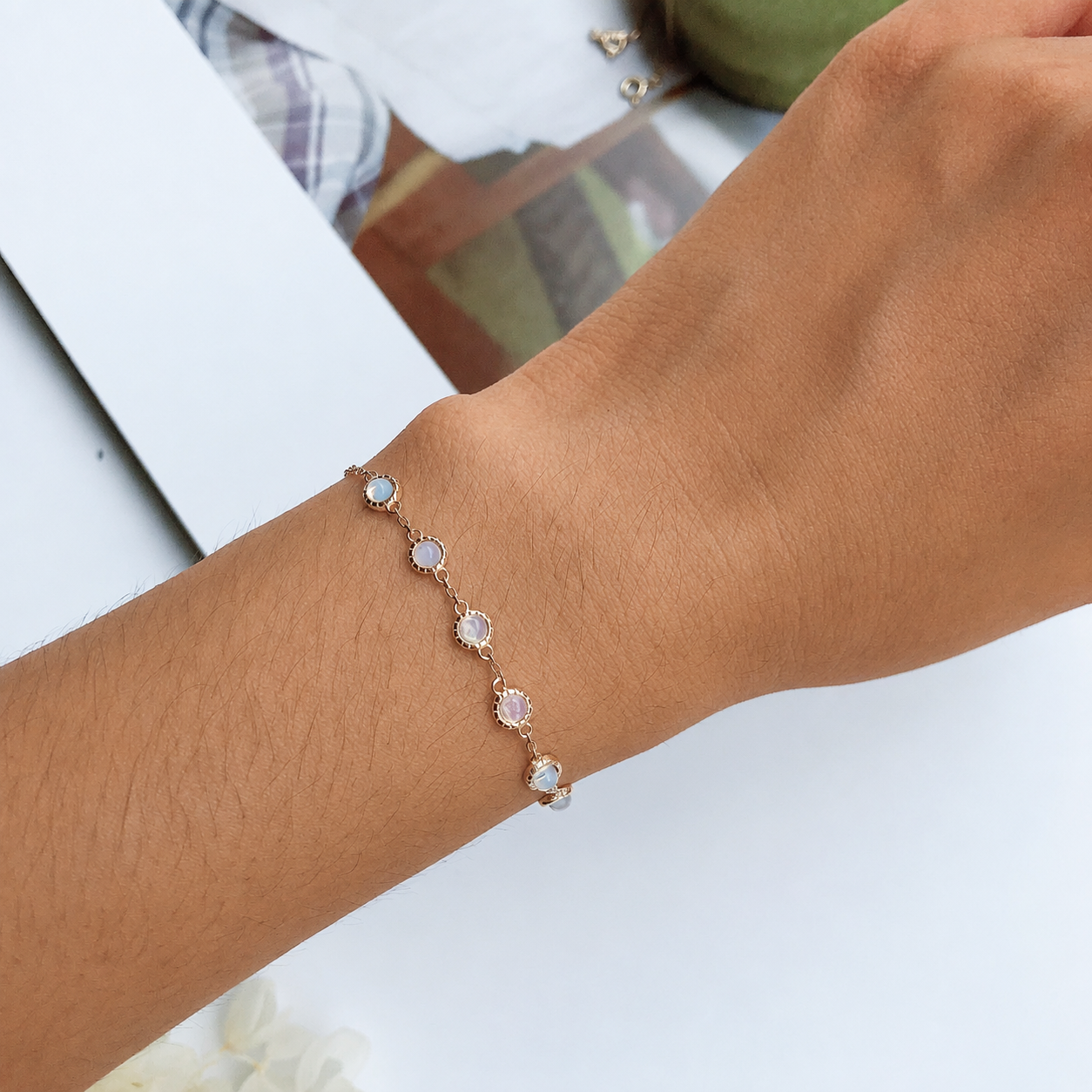 Opal Ruby & Sapphire Chain Bracelet