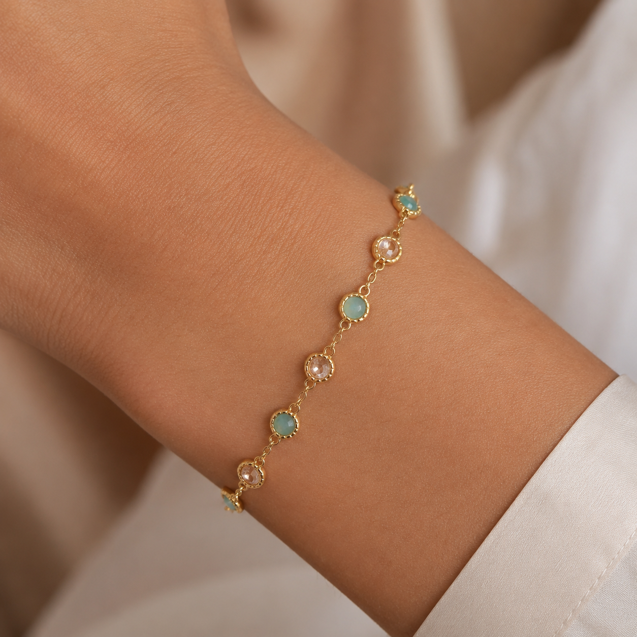 Opal Ruby & Sapphire Chain Bracelet