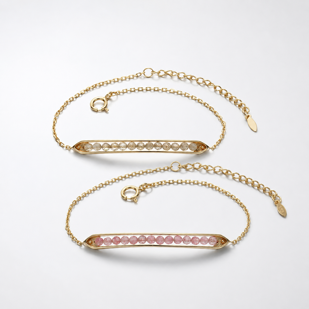 Strawberry Quartz Bar Bracelet