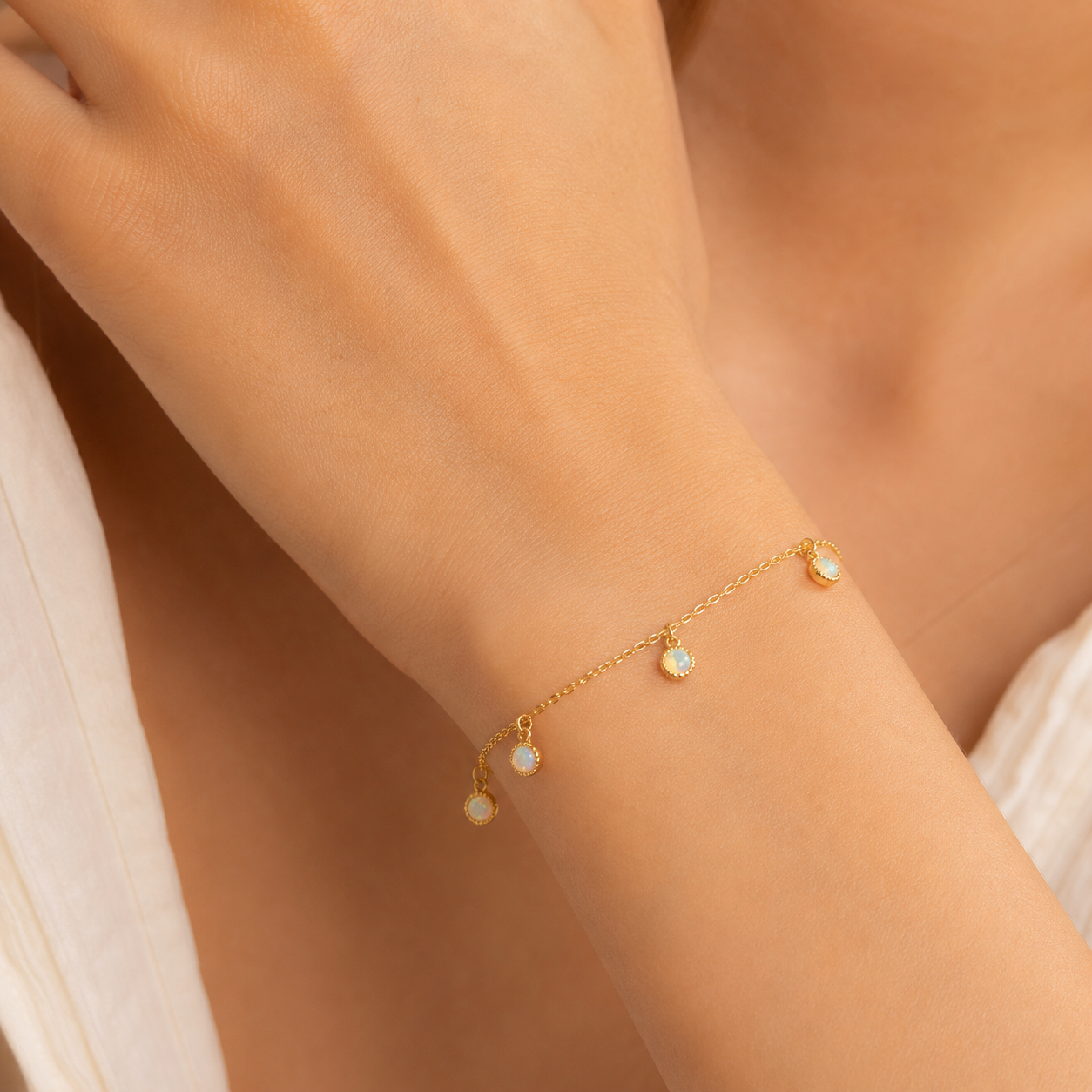 Opal Gemstone Bracelet with Charm