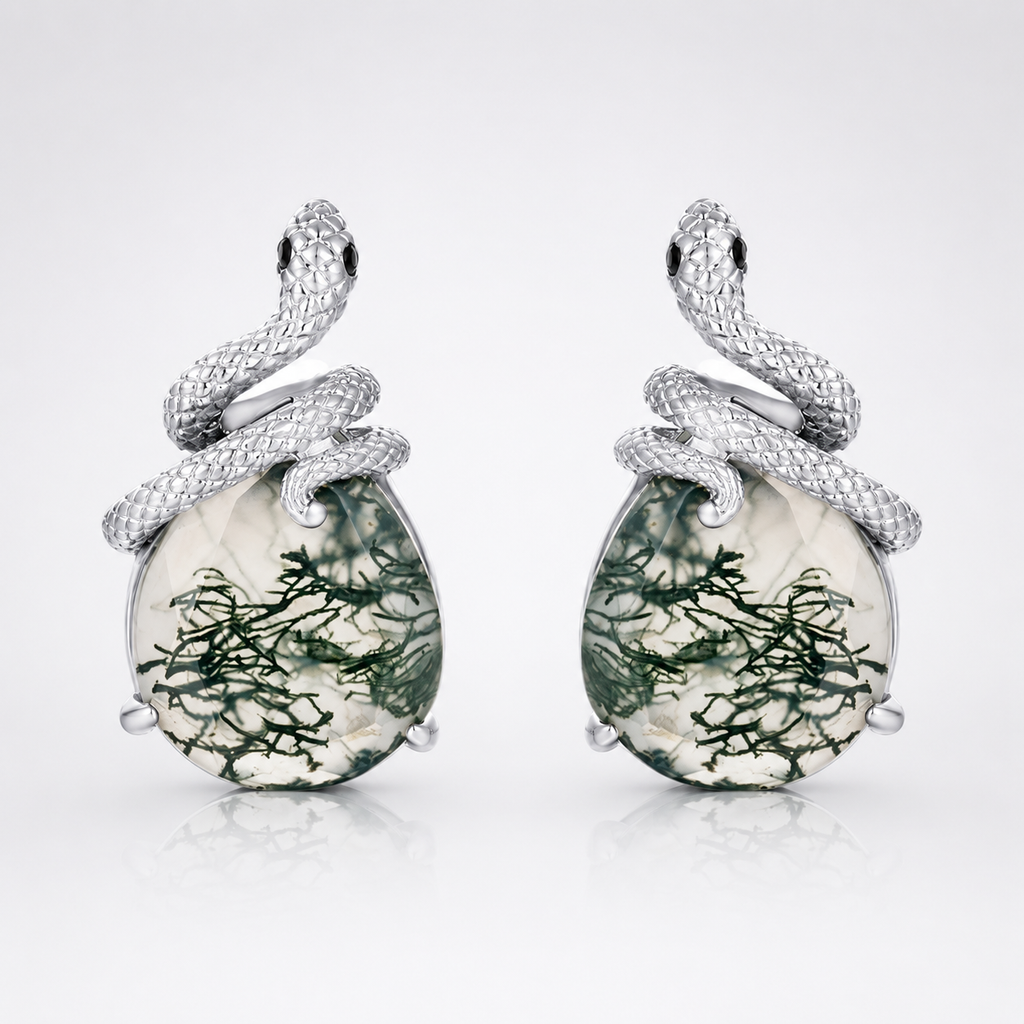 Nature inspired Moss Agate Leaf Ring