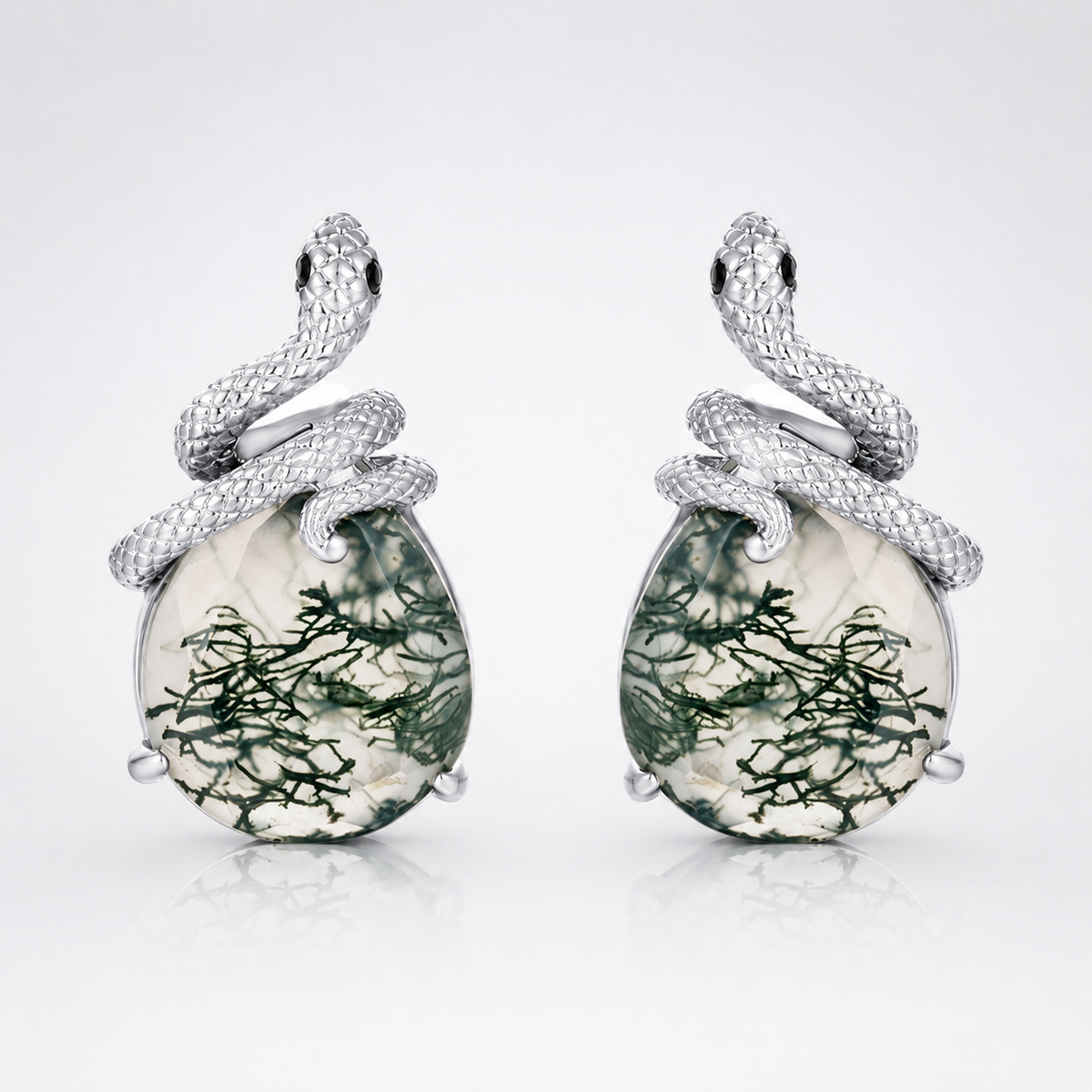 Nature inspired Moss Agate Leaf Ring
