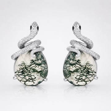 Nature inspired Moss Agate Leaf Ring