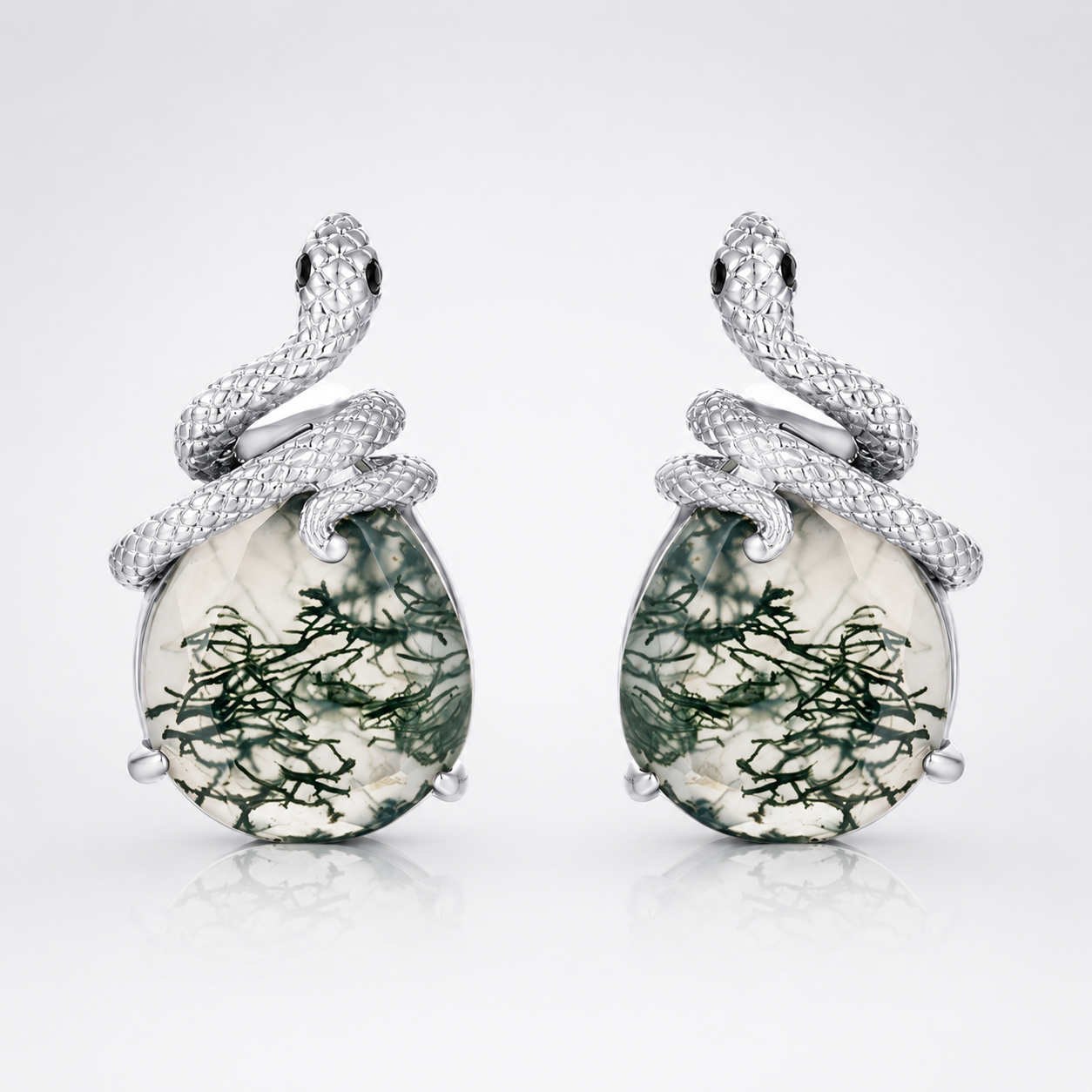 Nature inspired Moss Agate Leaf Ring