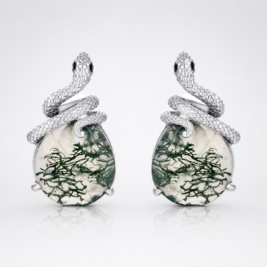 Nature inspired Moss Agate Leaf Ring