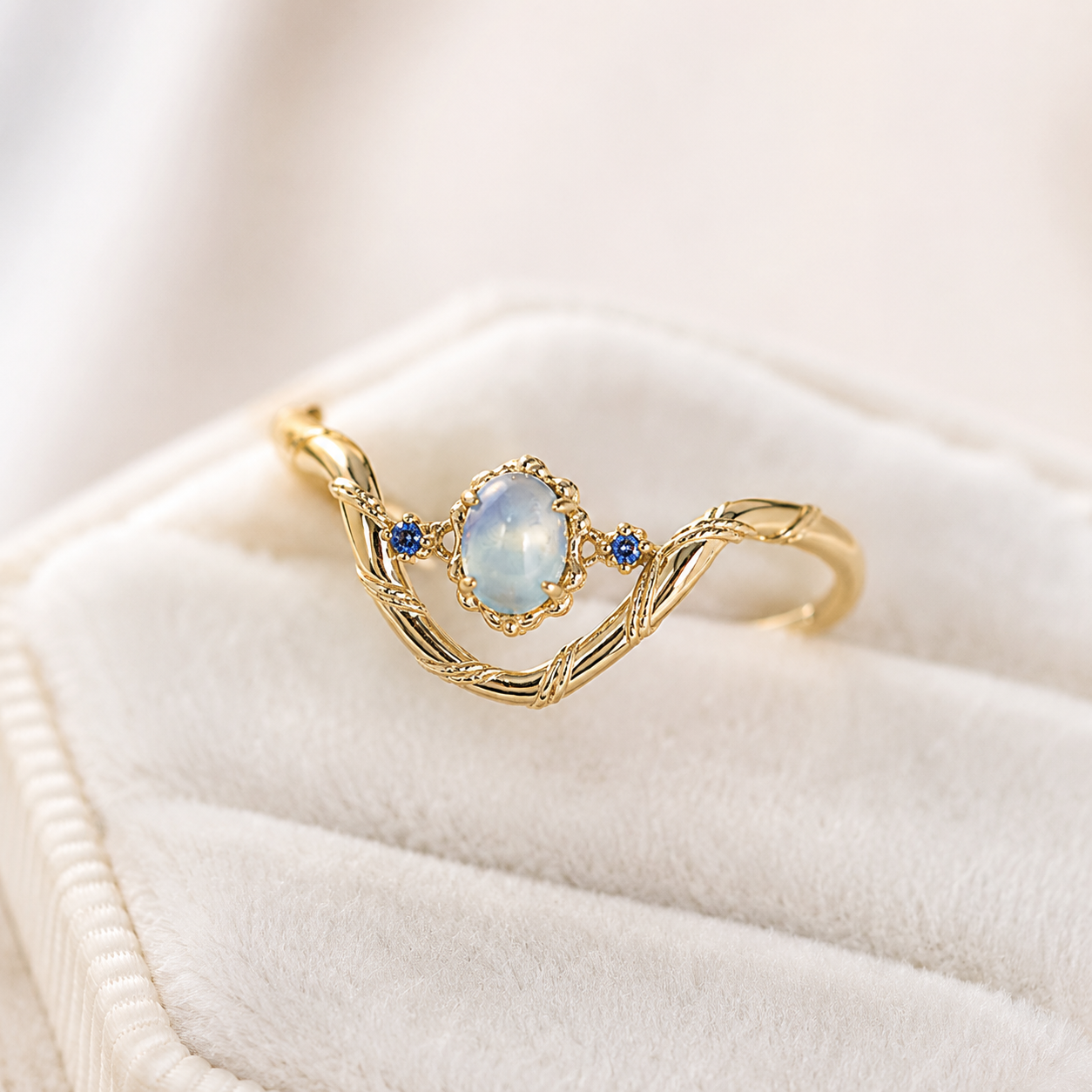 Aquamarine Three Stone Ring Set