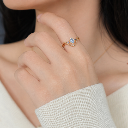 Aquamarine Three Stone Ring Set