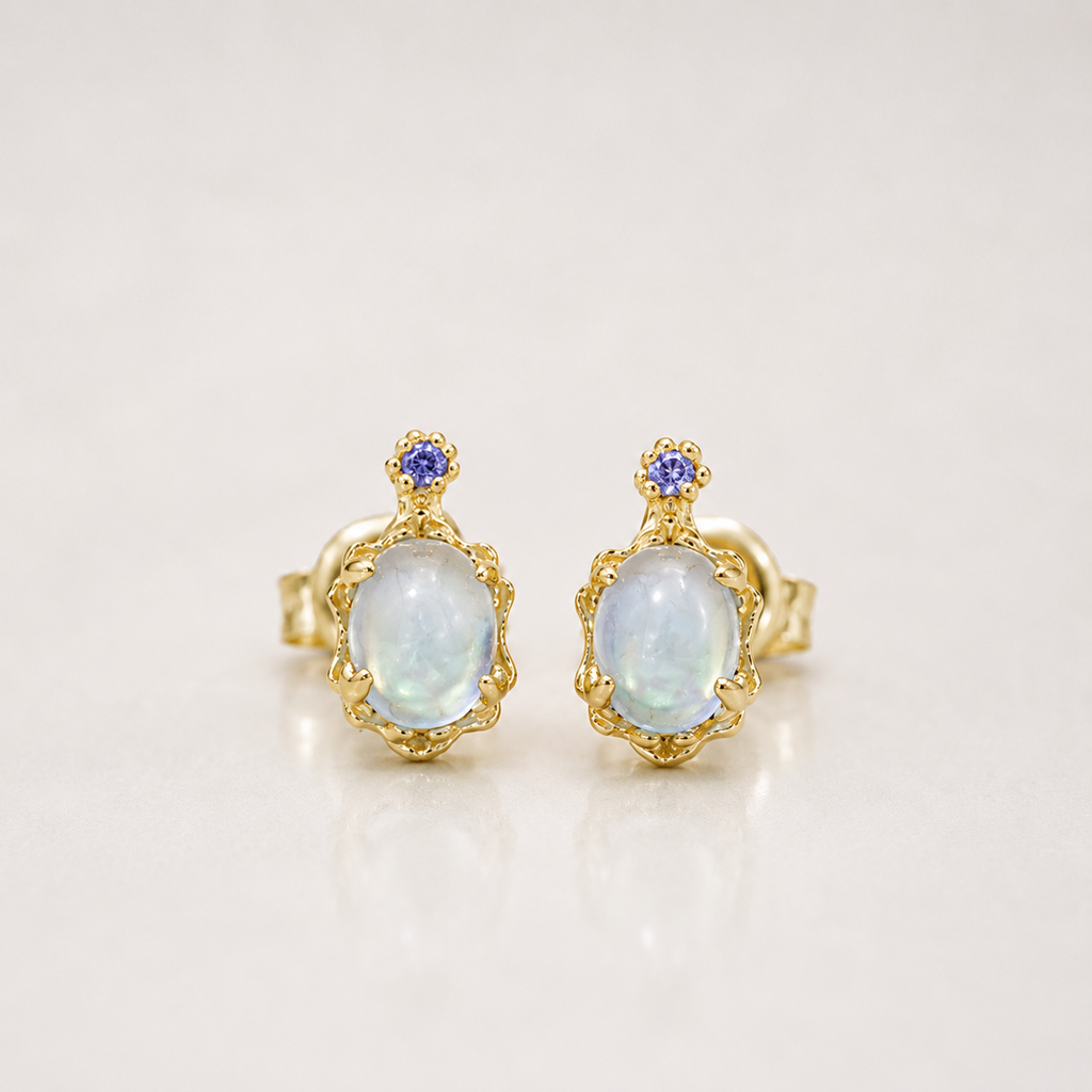 Ocean Aquamarine Lace Stud Earrings