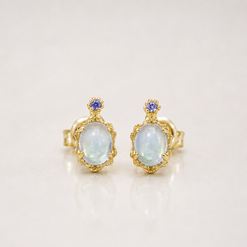 Ocean Aquamarine Lace Stud Earrings