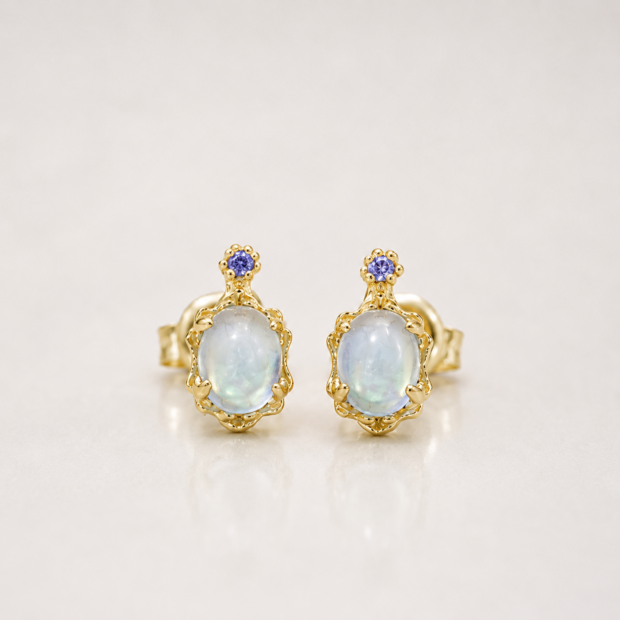 Ocean Aquamarine Lace Stud Earrings