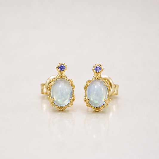 Ocean Aquamarine Lace Stud Earrings