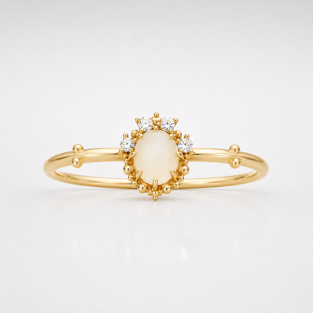 Aurora Moonstone Birthstone Ring