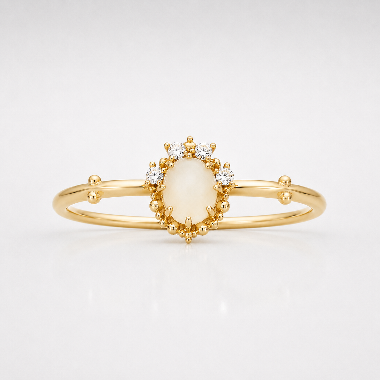 Aurora Moonstone Birthstone Ring