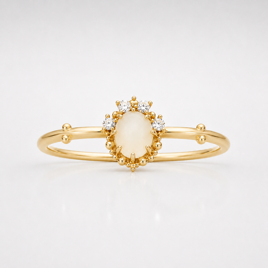 Aurora Moonstone Birthstone Ring