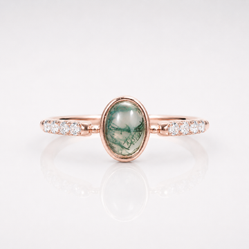 Rose Gold Moss Agate Bezel Ring