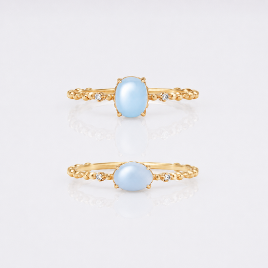 14K Gold Aquamarine Crystal Birthstone Ring