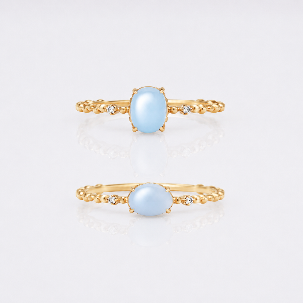 14K Gold Aquamarine Crystal Birthstone Ring