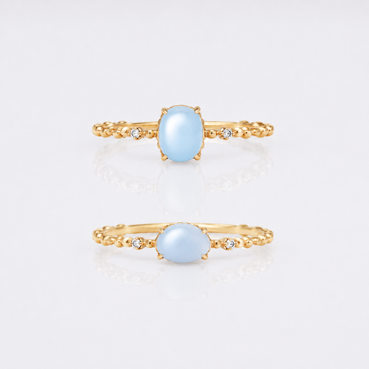 14K Gold Aquamarine Crystal Birthstone Ring