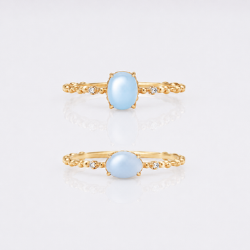 14K Gold Aquamarine Crystal Birthstone Ring