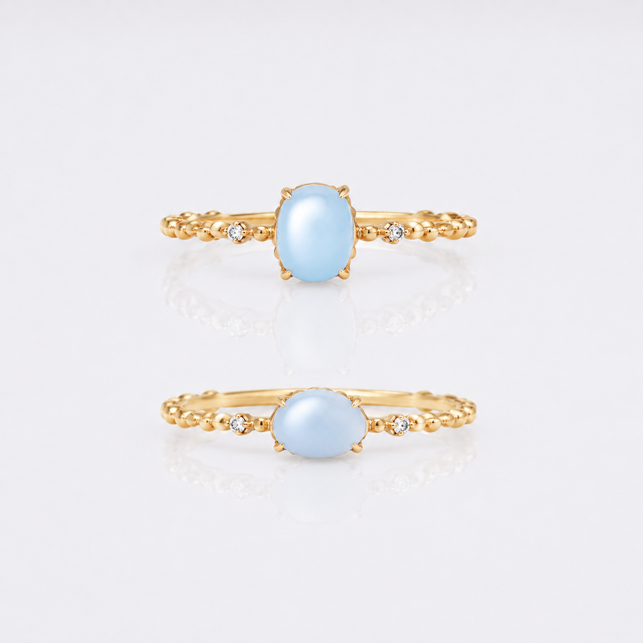 14K Gold Aquamarine Crystal Birthstone Ring