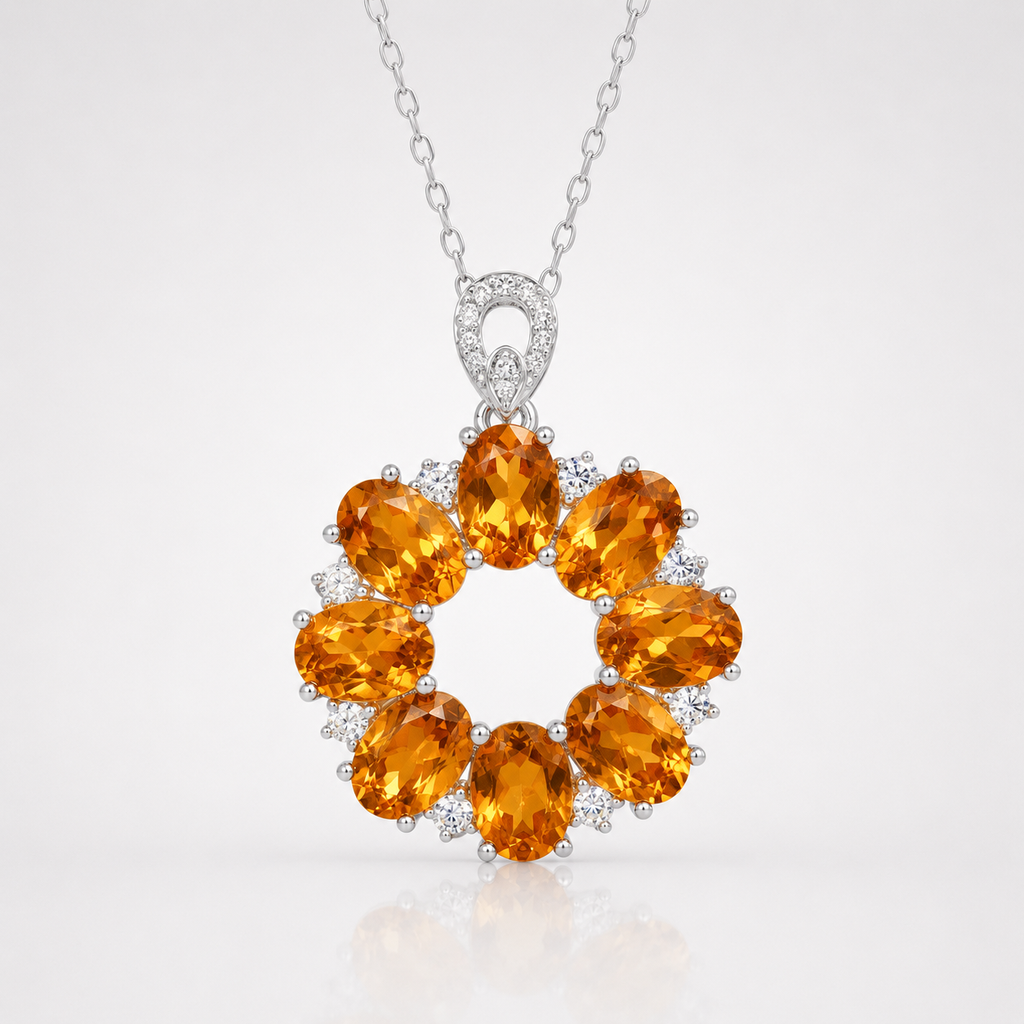 Dainty Wreath Citrine Pendant 