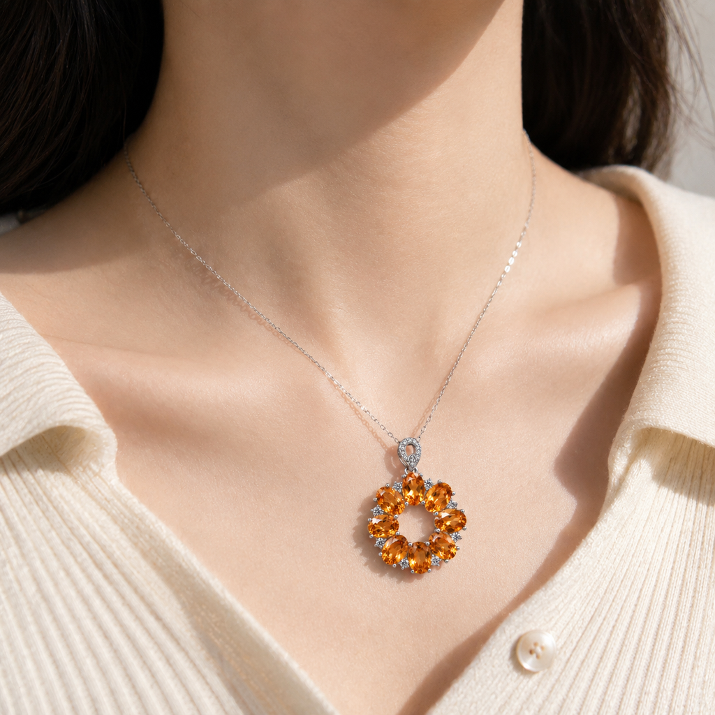 Dainty Wreath Citrine Pendant 