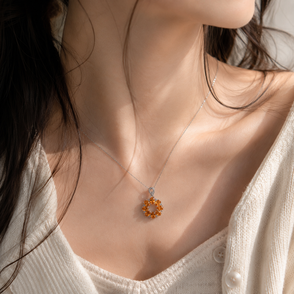 Dainty Wreath Citrine Pendant 