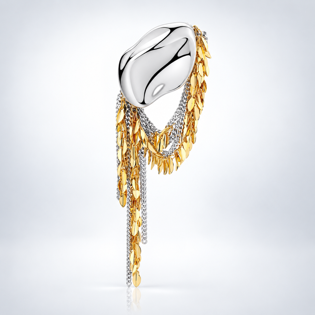 Exaggerate Metallic Two Tone Cascading Bracelet 