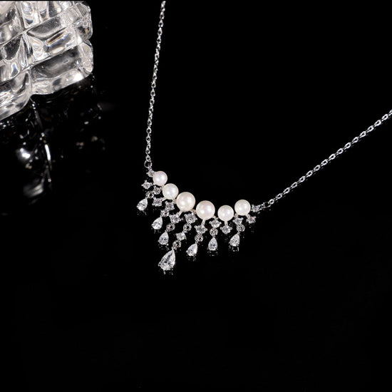 Chic CZ Pearl Waterfall Necklace 