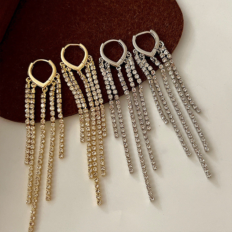 Chic Diamond Tassel Earrings