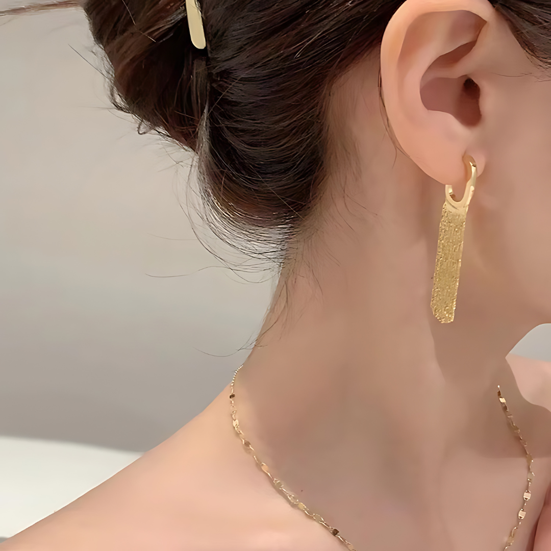 Chic Gold C Hoop Waterfall Earrings 