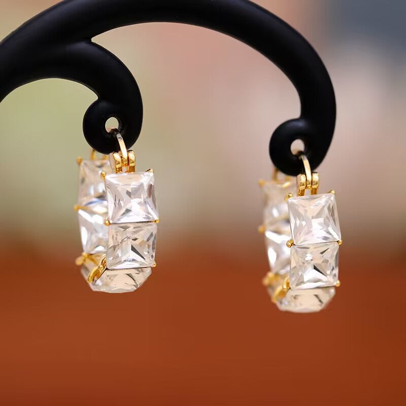 Chic Gold Crystal Hoop Earrings