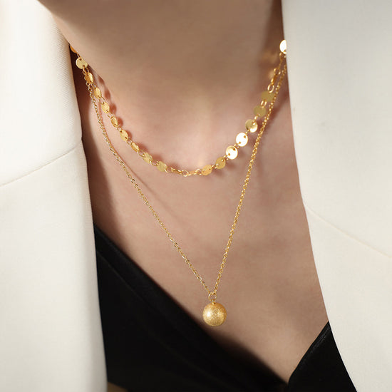 Chic Gold Disc Ball Layering Necklace