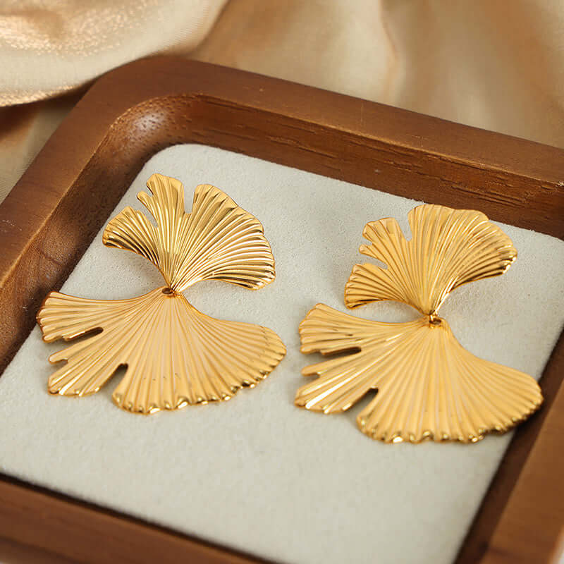 Chic Gold Ginkgo Leaf Earrings
