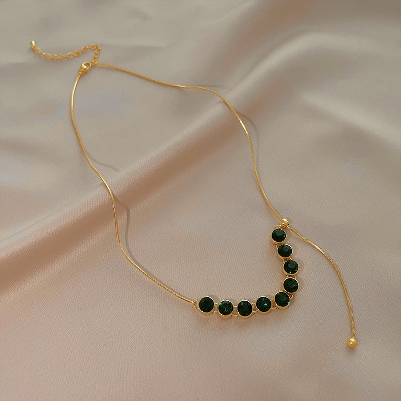 Chic Gold Green CZ Necklace
