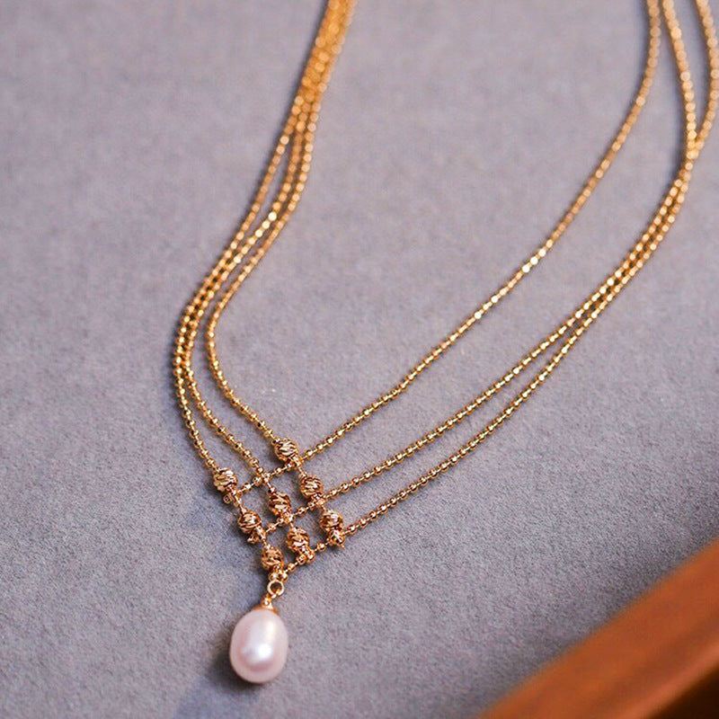 Chic Gold Pearl Layered Necklace