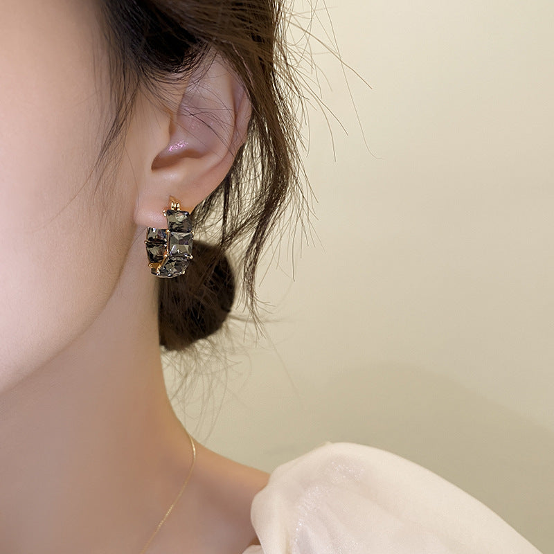 Chic Gray Crystal Earrings