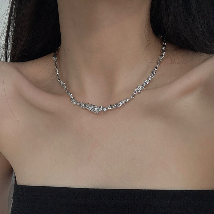 Chic Molten Silver Chain Necklace