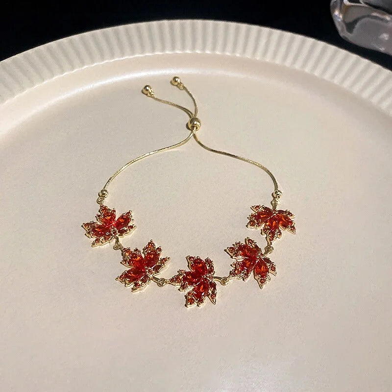 Chic Orange Maple Leaf Bracelet