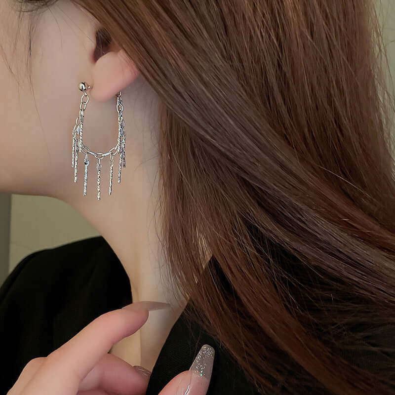 Chic Silver Tassel Waterfall Earrings